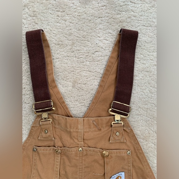 Vintage Carhartt 38x30 Double Knee Overalls Tan Duck Canvas USA Union Made 6FB - Picture 7 of 14